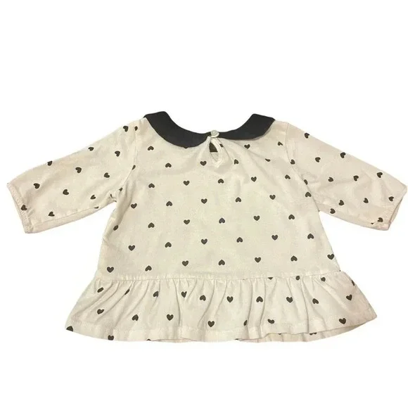 18-24 Months Children's Place Peter Pan Collar Heart Polka Dot Peplum Shirt - Picture 2 of 3